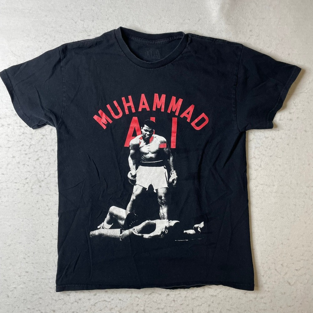 Muhammad‎ Ali Graphic T-Shirt Mens Medium Black Boxing Sonny Liston Knockout Tee